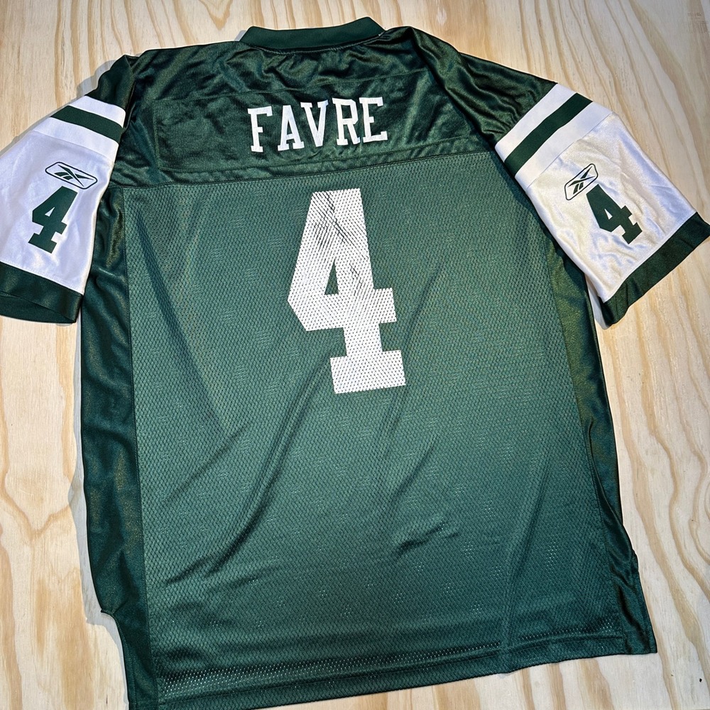 Reebok Men's New York Jets Brett Favre Green Football Jersey Size XL
